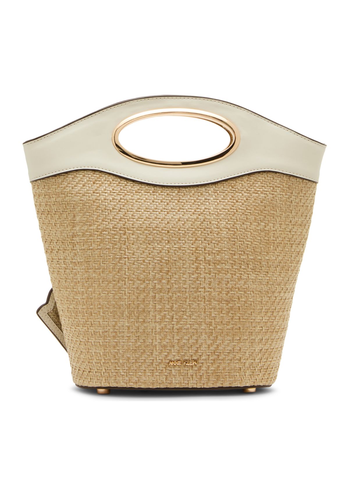 Oval Handle Bucket Bag with Crossbody Strap