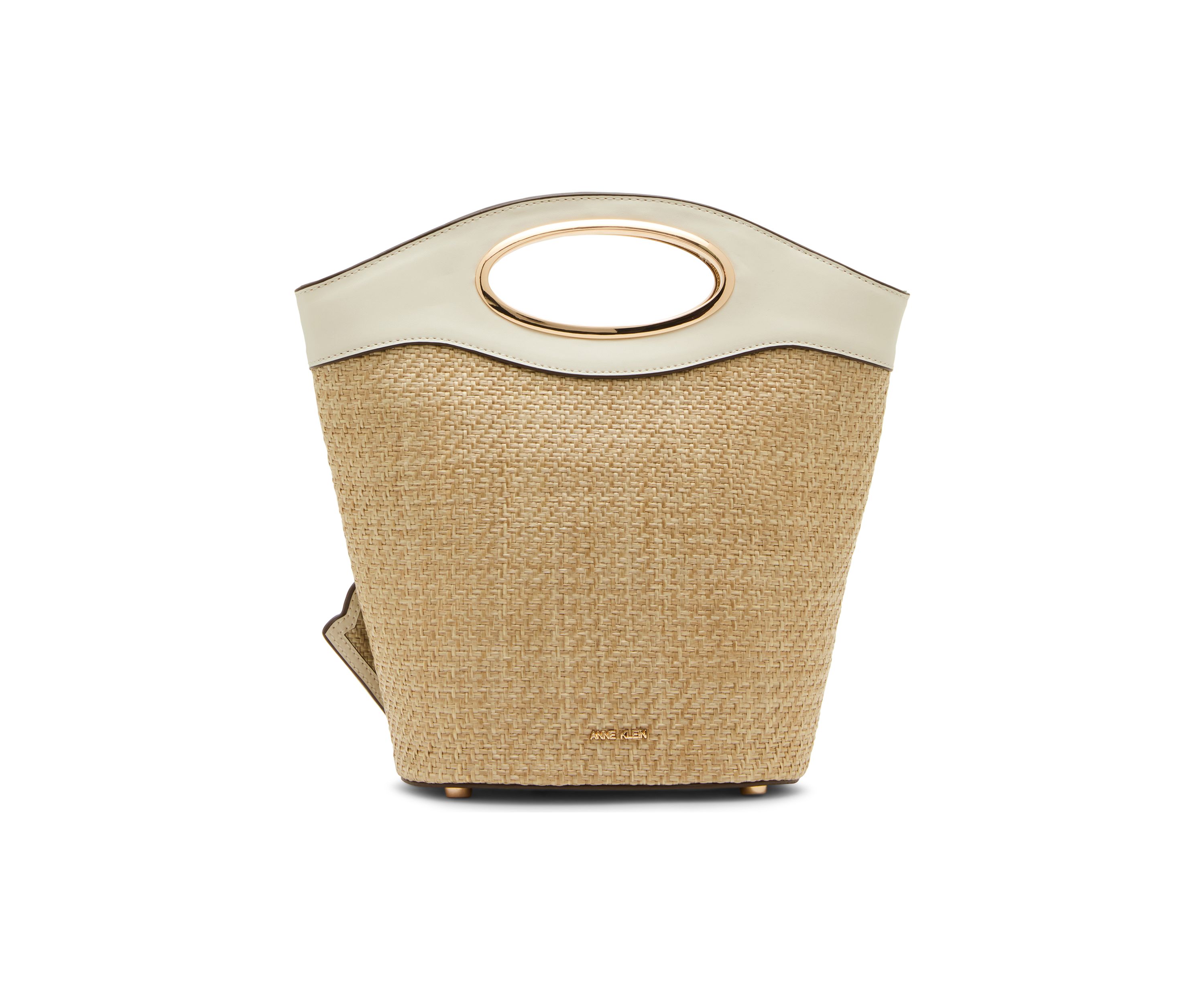 Oval Handle Bucket Bag with Crossbody Strap