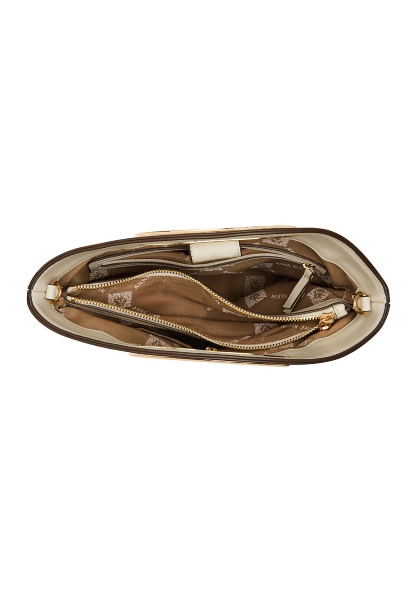 Oval Handle Bucket Bag with Crossbody Strap