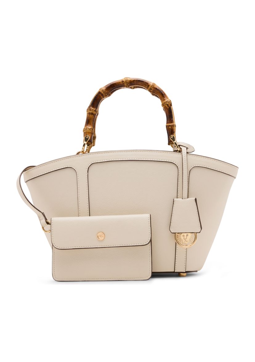 Bamboo Handle Tote with Crossbody Strap