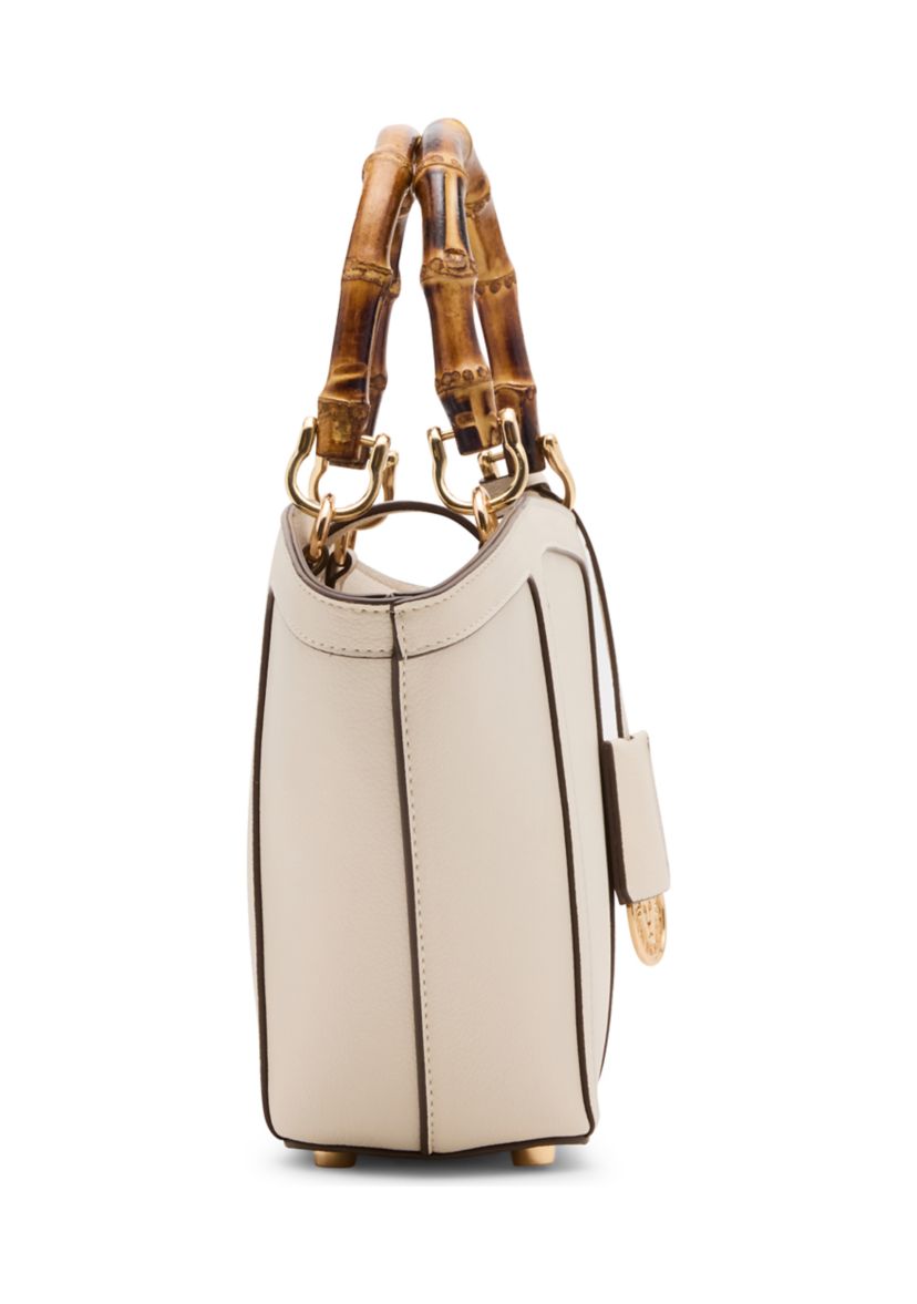 Bamboo Handle Tote with Crossbody Strap