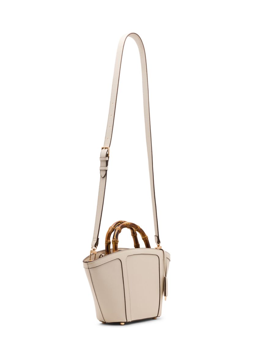 Bamboo Handle Tote with Crossbody Strap
