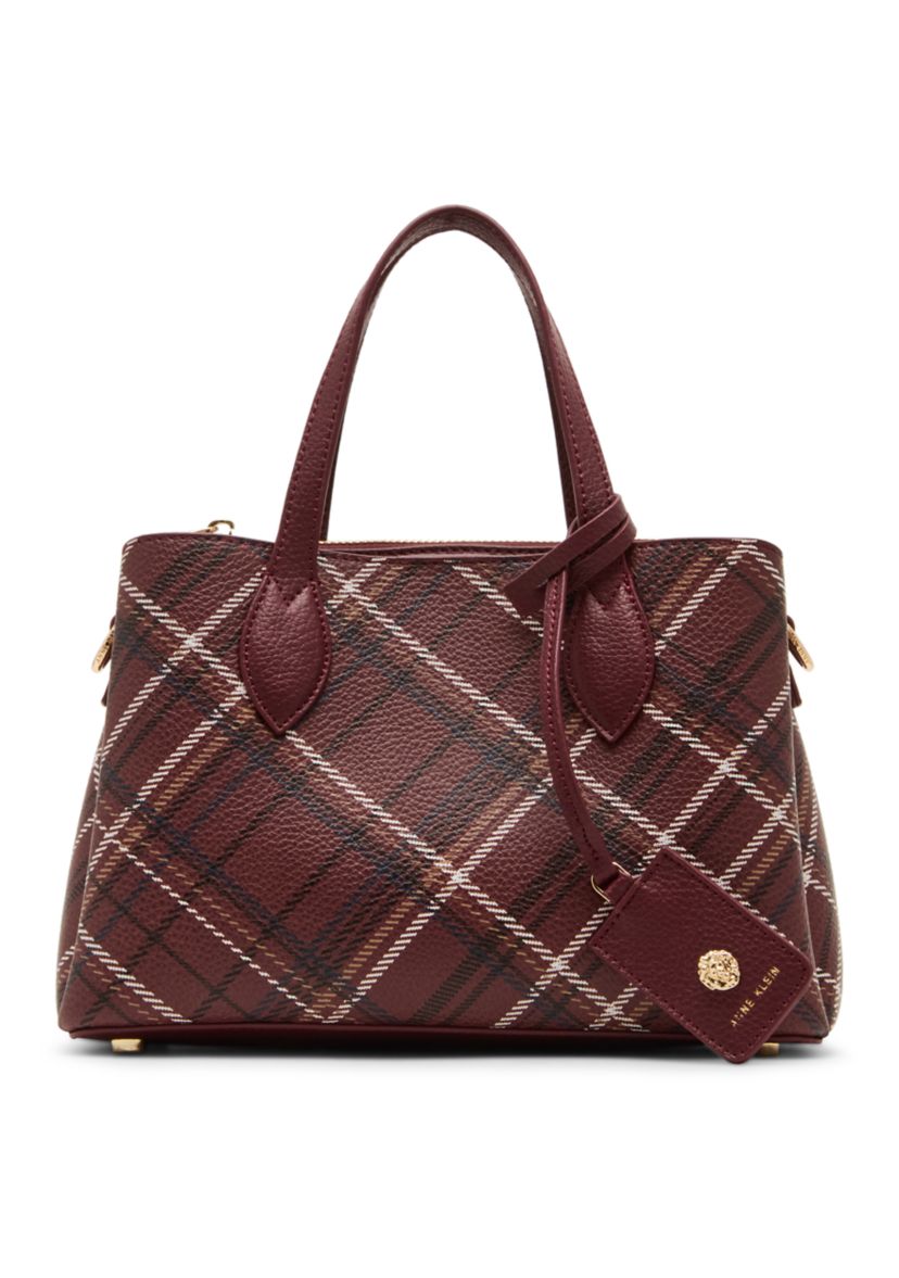 Small Triple Compartment Satchel with Detachable Strap