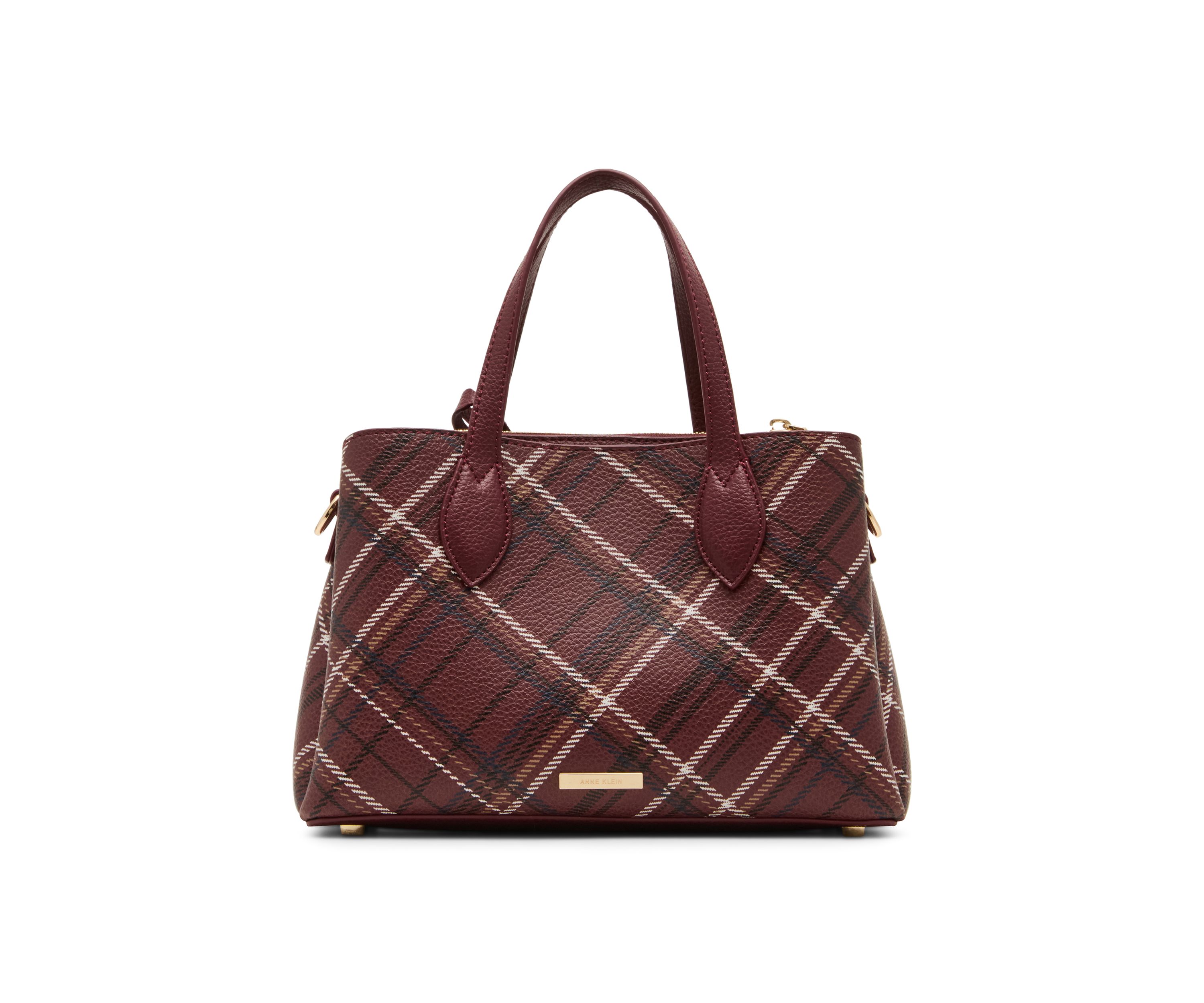 Small Triple Compartment Satchel with Detachable Strap
