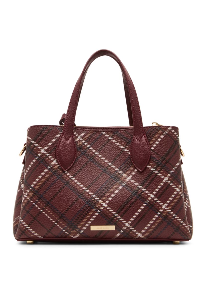 Small Triple Compartment Satchel with Detachable Strap
