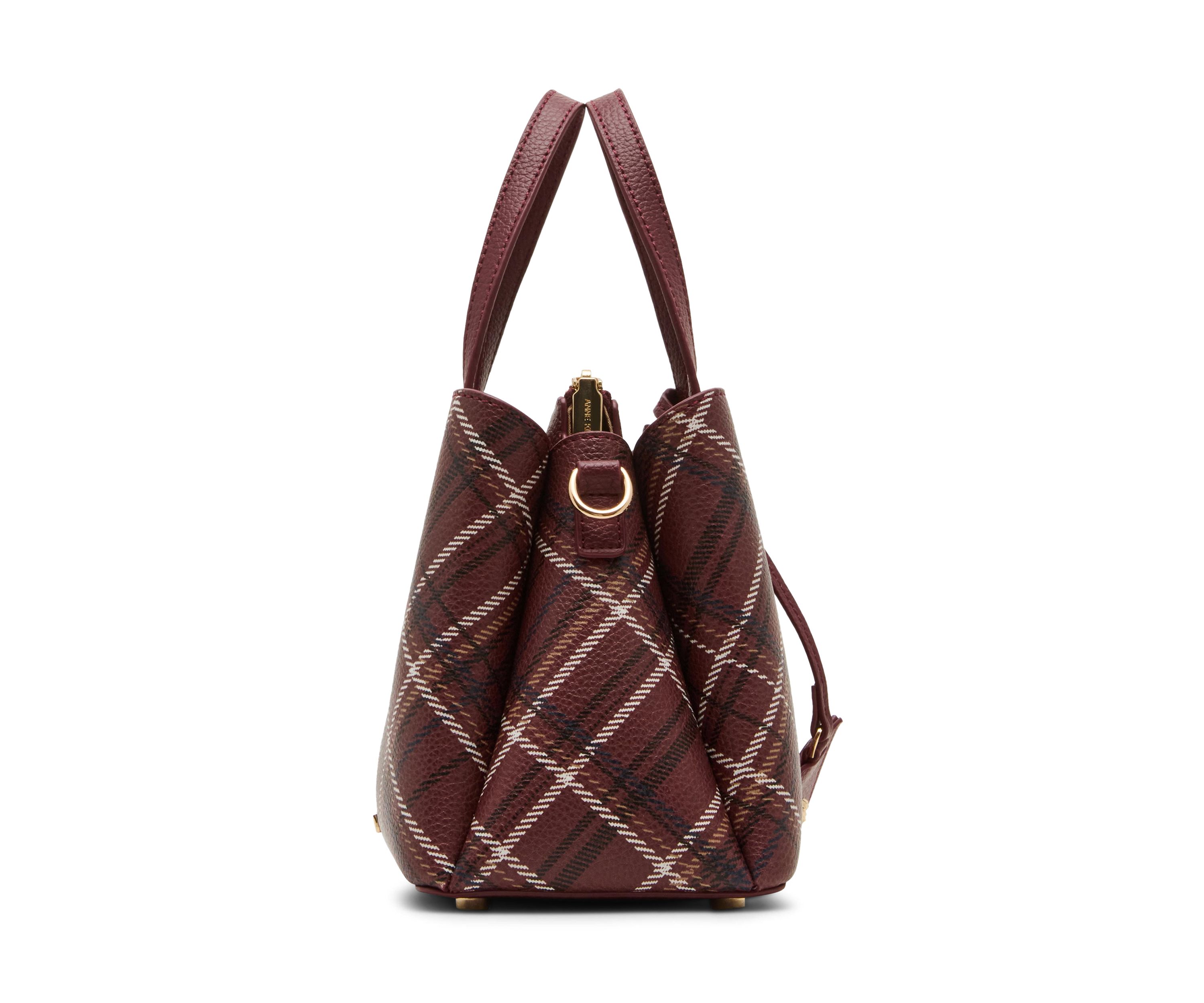 Small Triple Compartment Satchel with Detachable Strap