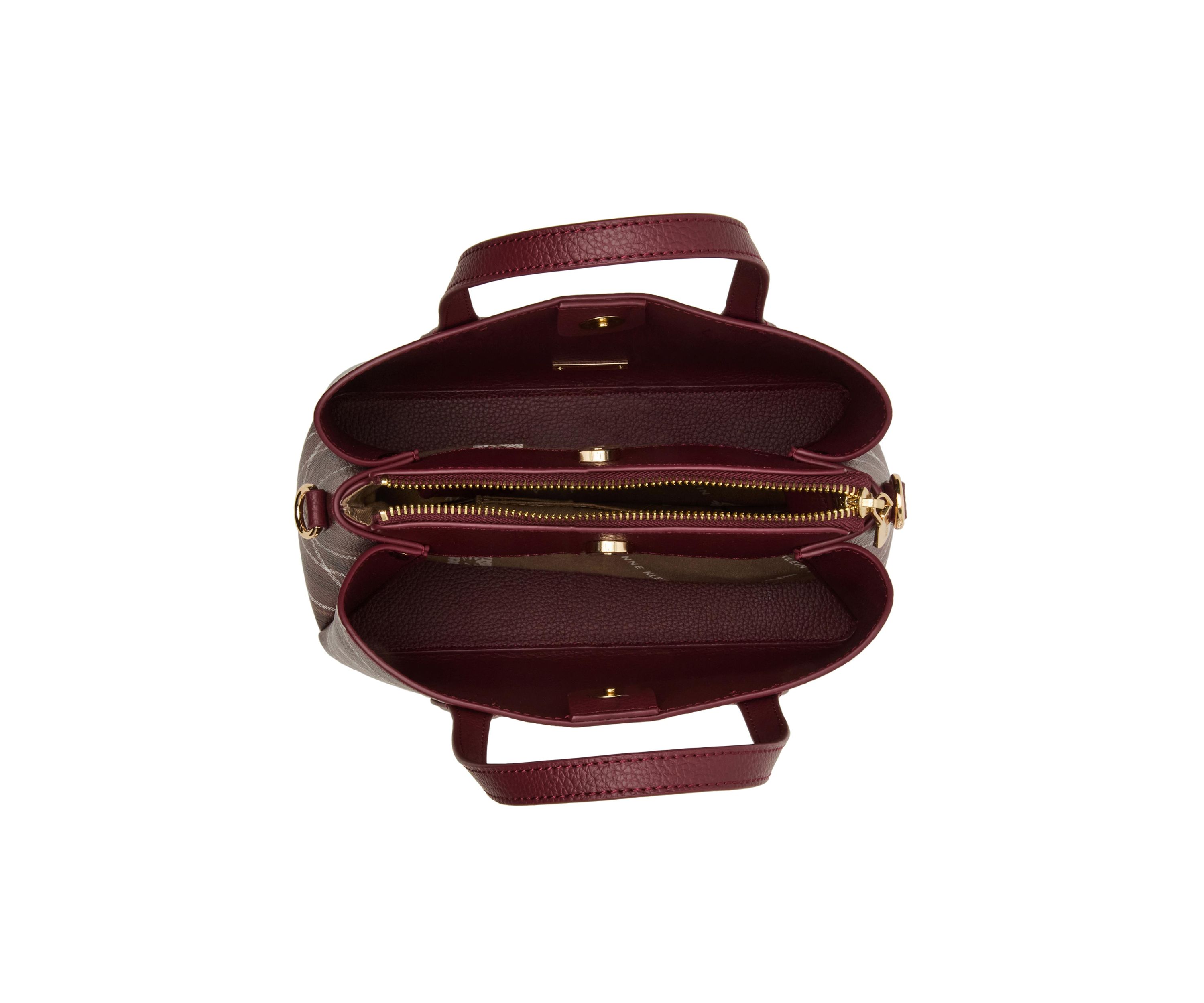 Small Triple Compartment Satchel with Detachable Strap