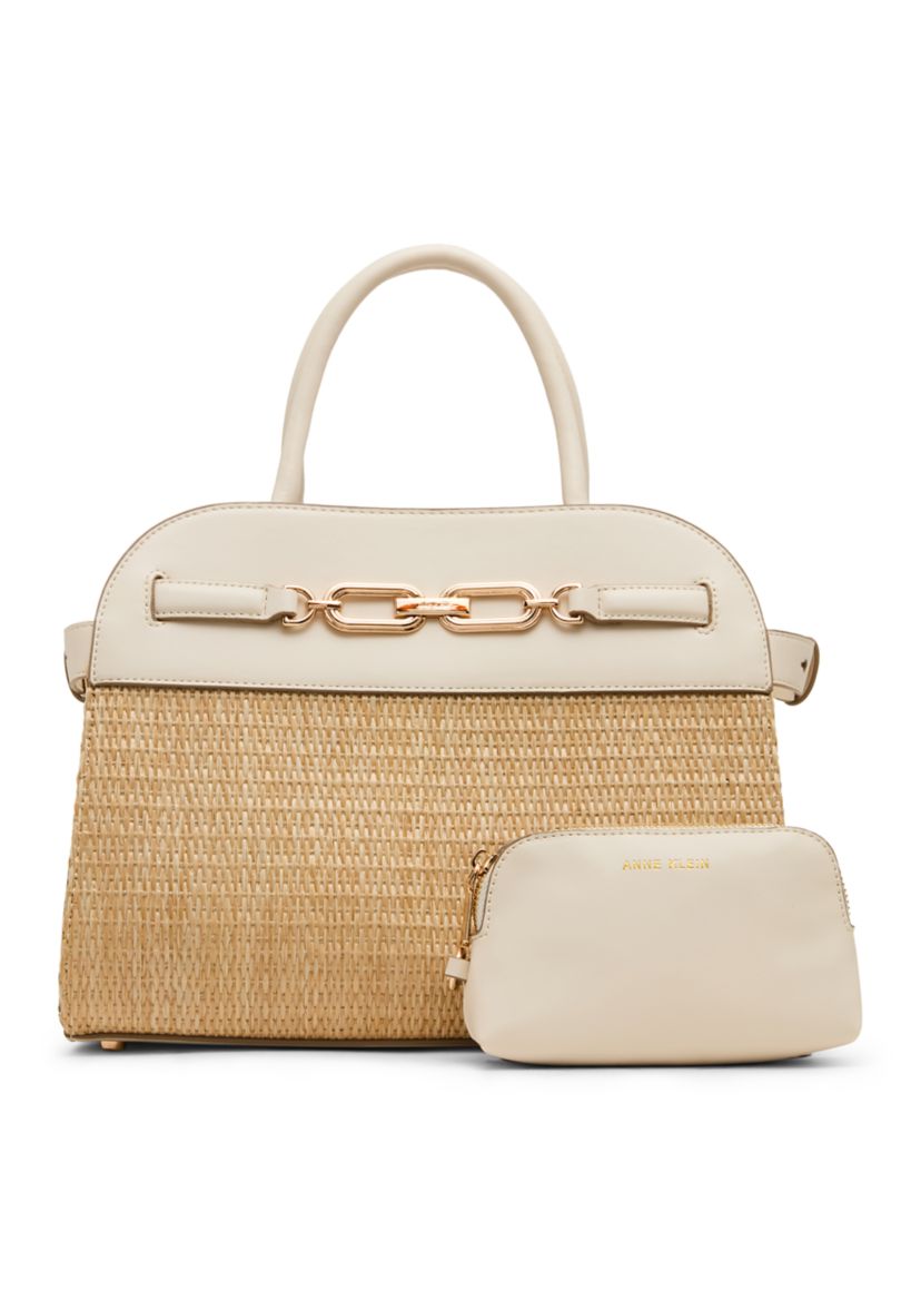 Anne Klein Straw Satchel Bag | Belk display picture 3