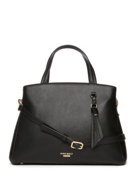 Nine West Leonel 3 Compartment Satchel | Adjustable Shoulder Strap, Magnetic Closures, Interior Pockets, Cotton Blend Lining