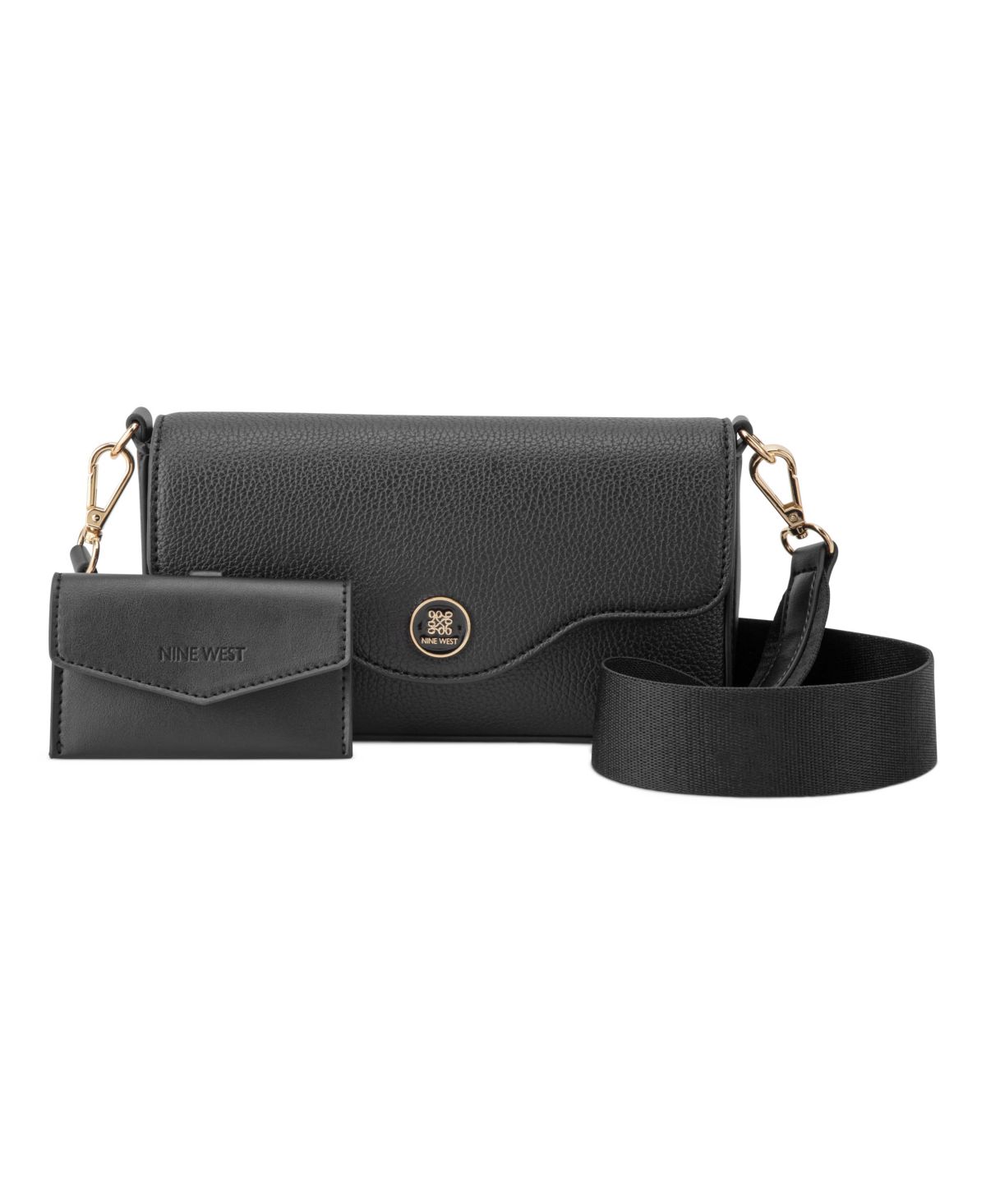 Nine West Mylah Crossbody Flap, Black, Black
