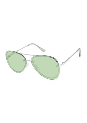 Circus NY by Sam Edelman Women's Rimless Oval Shaped Aviator Sunglasses, Green