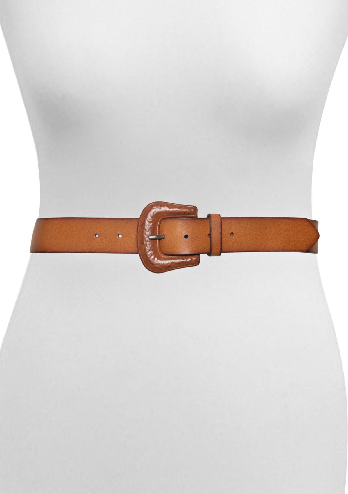 38 Millimeter Flat Strap Large Buckle Leather Belt 
