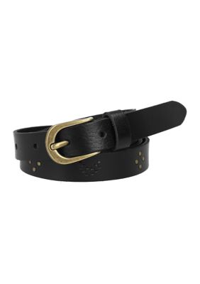 Frye Womens 20MM Lacing  Stud Leather Belt Black Large