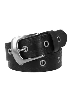 30MM Embossed Edge Eyelet Leather Belt