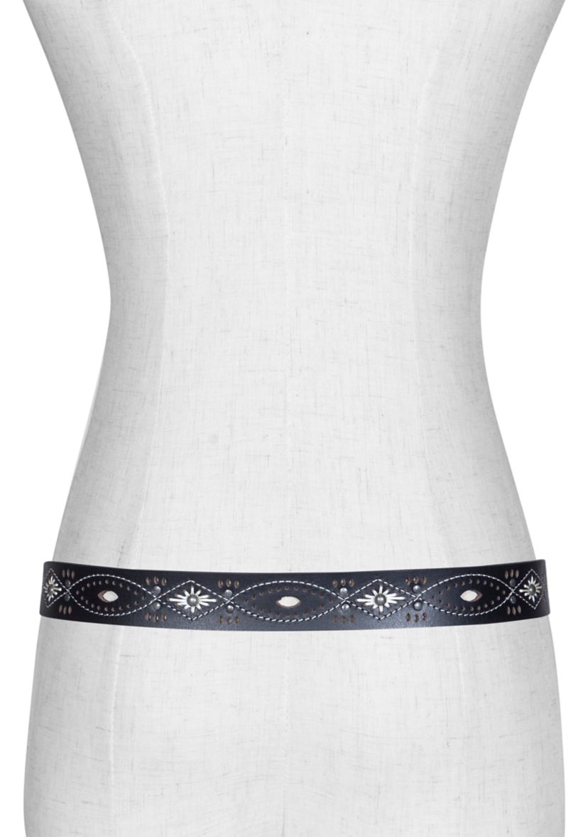 30 Millimeter Belt with Embroidered Perforated Rivots