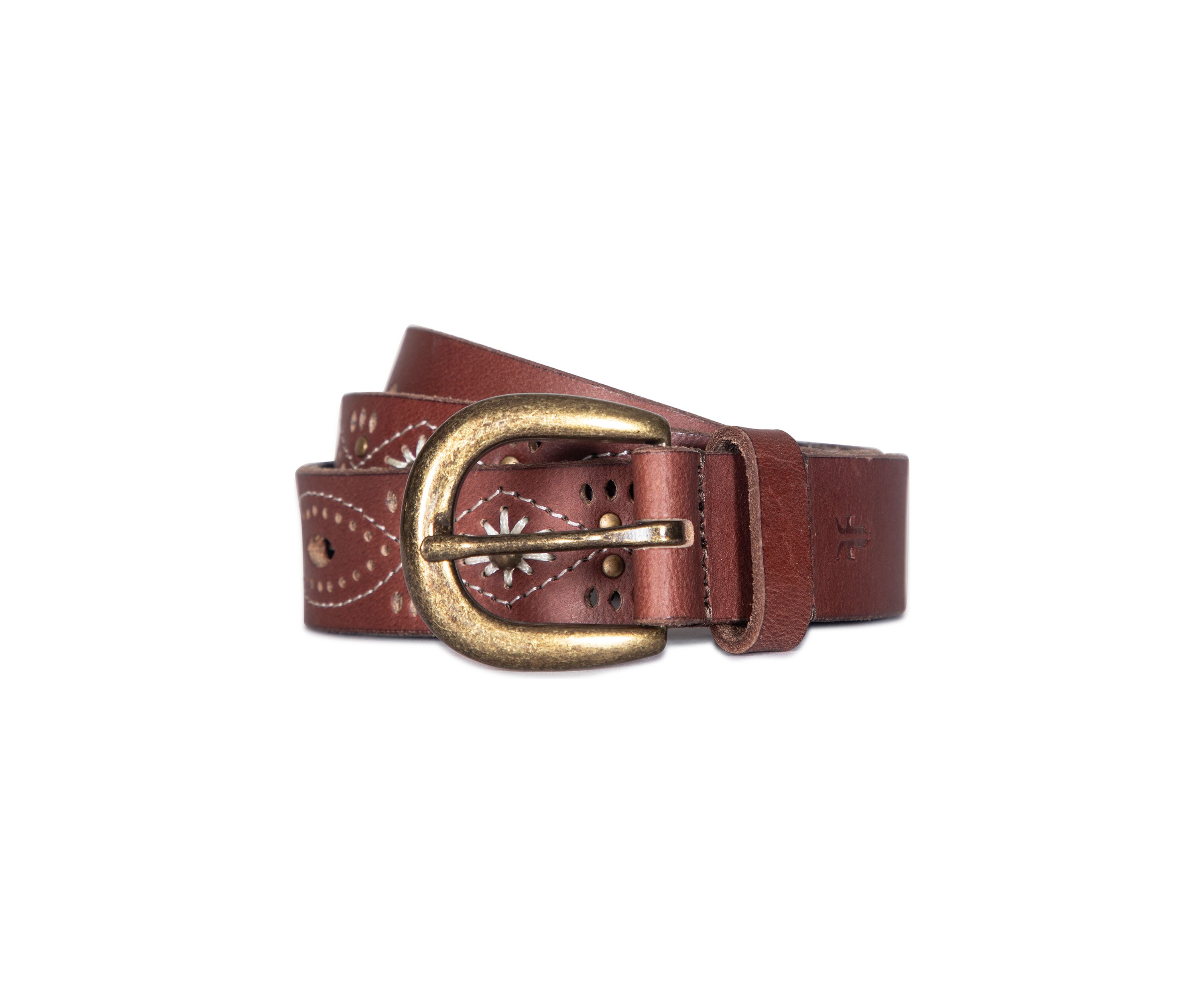 30 Millimeter Belt with Embroidered Perforated Rivots