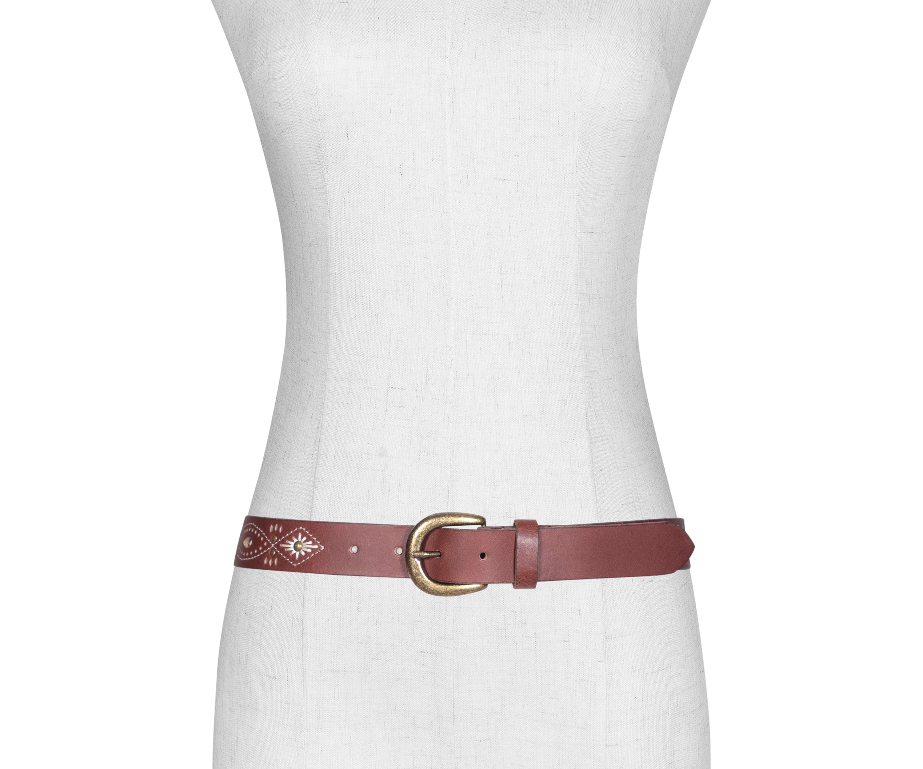 30 Millimeter Belt with Embroidered Perforated Rivots