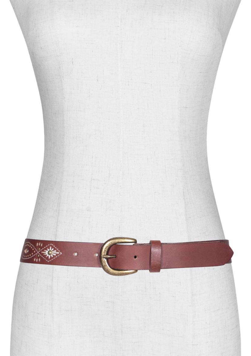 30 Millimeter Belt with Embroidered Perforated Rivots