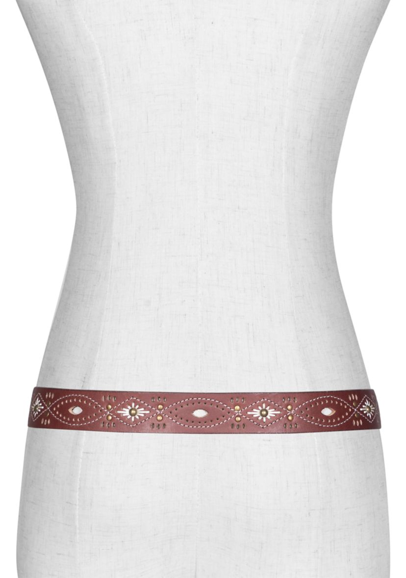 30 Millimeter Belt with Embroidered Perforated Rivots