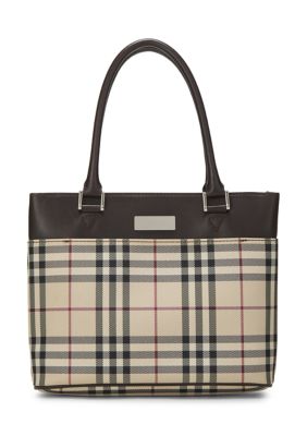 What Goes Around Comes Around Burberry Brown Check Nylon Handbag Mini - FINAL SALE, NO RETURNS