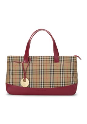 What Goes Around Comes Around Burberry JP Red Haymarket Check Handbag Long - FINAL SALE, NO RETURNS