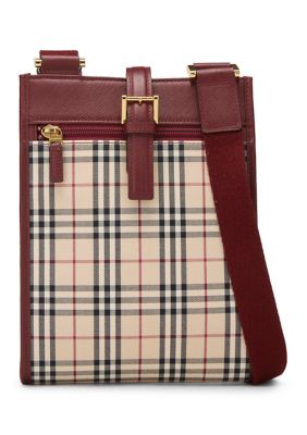 What Goes Around Comes Around Burberry JP Burgundy Jacquard Crossbody - FINAL SALE, NO RETURNS