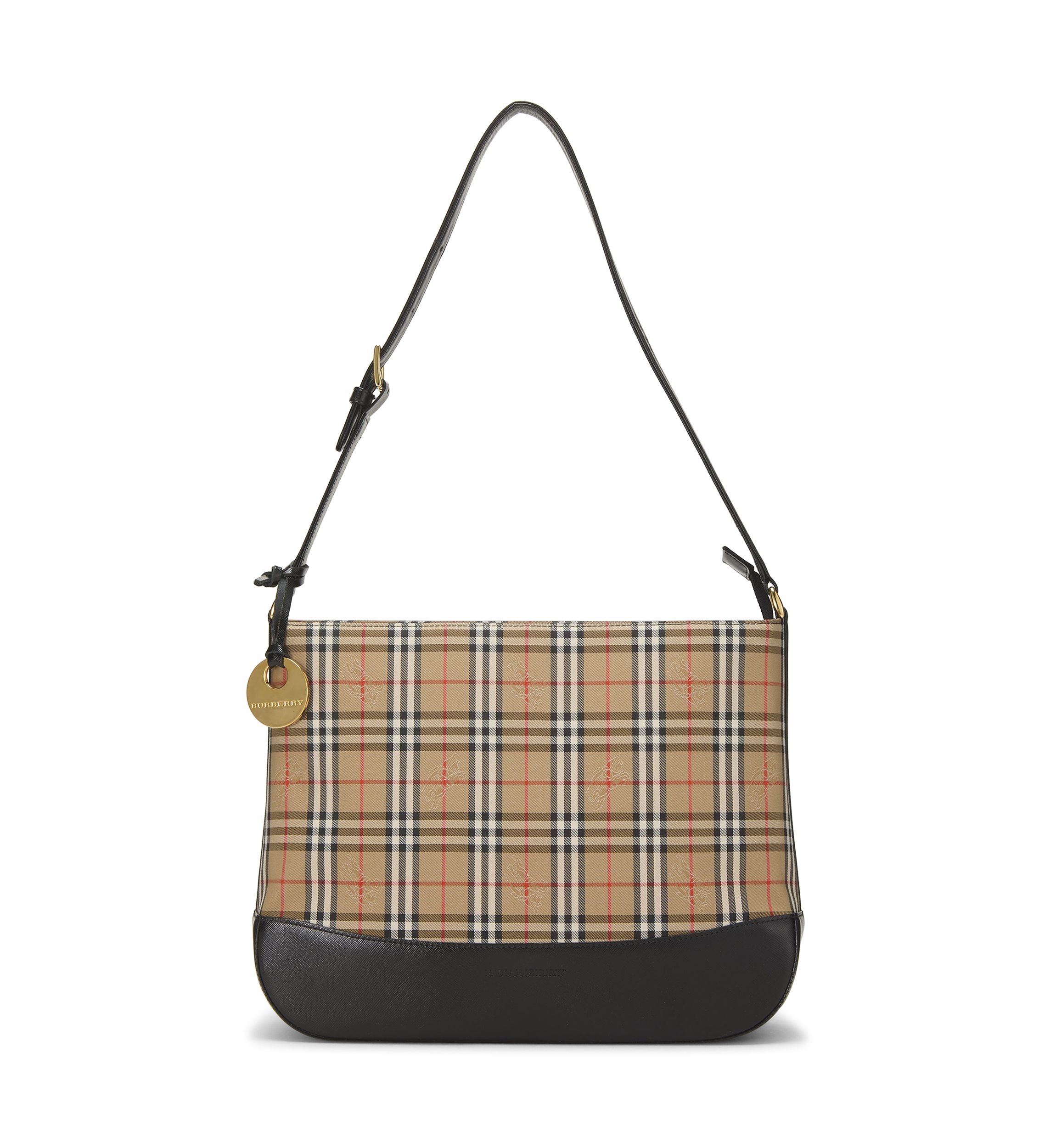 Burberry JP Black Haymarket Check Pocket Tote Medium - FINAL SALE, NO RETURNS
