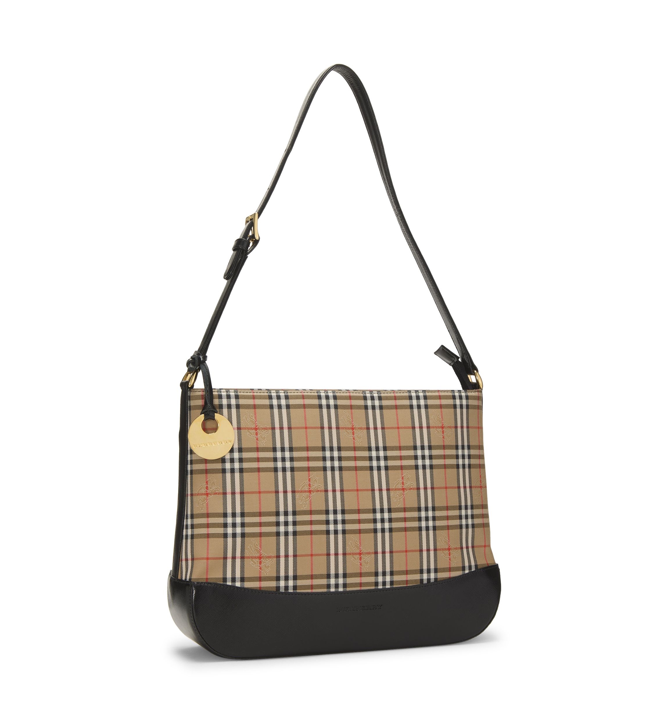 Burberry JP Black Haymarket Check Pocket Tote Medium - FINAL SALE, NO RETURNS