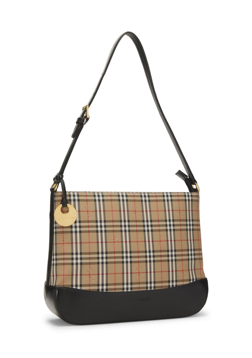 Burberry JP Black Haymarket Check Pocket Tote Medium - FINAL SALE, NO RETURNS