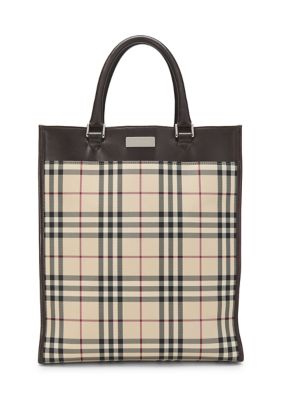 What Goes Around Comes Around Burberry JP Brown Nylon Vertical Tote Large - FINAL SALE, NO RETURNS