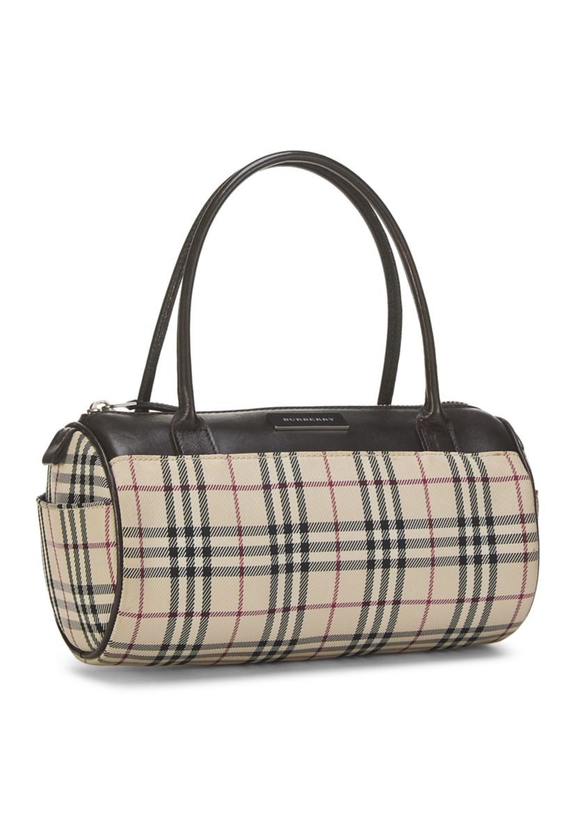 What Goes Around Comes Around Burberry Brown Nylon Roll Handbag