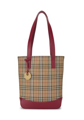 What Goes Around Comes Around Burberry JP Red Haymarket Check Pocket Shoulder Bag - FINAL SALE, NO RETURNS