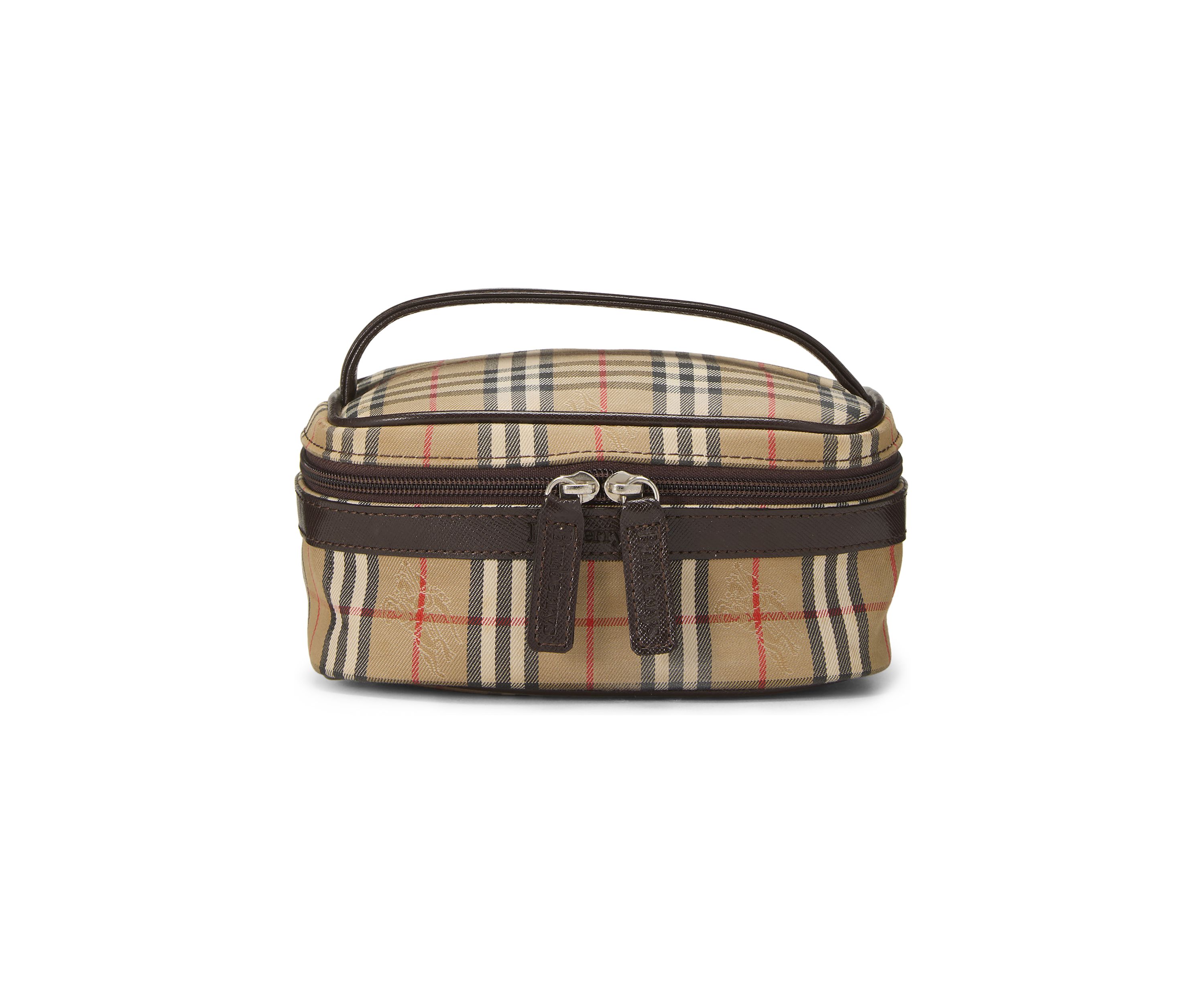 Burberry Brown Haymarket Check Round Vanity Mini Bag - FINAL SALE, NO RETURNS