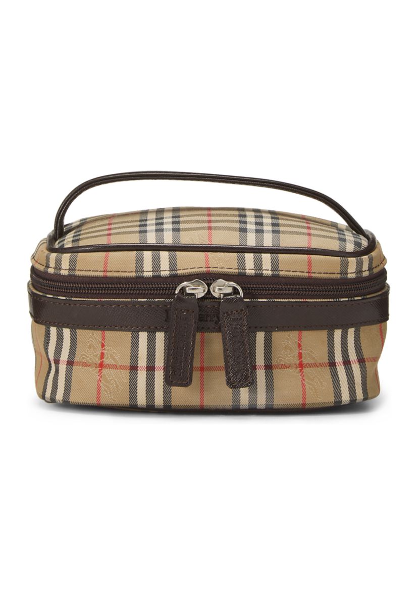 Burberry Brown Haymarket Check Round Vanity Mini Bag - FINAL SALE, NO RETURNS