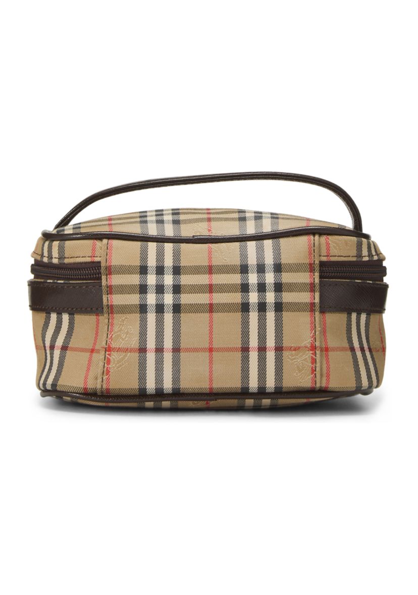 Burberry Brown Haymarket Check Round Vanity Mini Bag - FINAL SALE, NO RETURNS