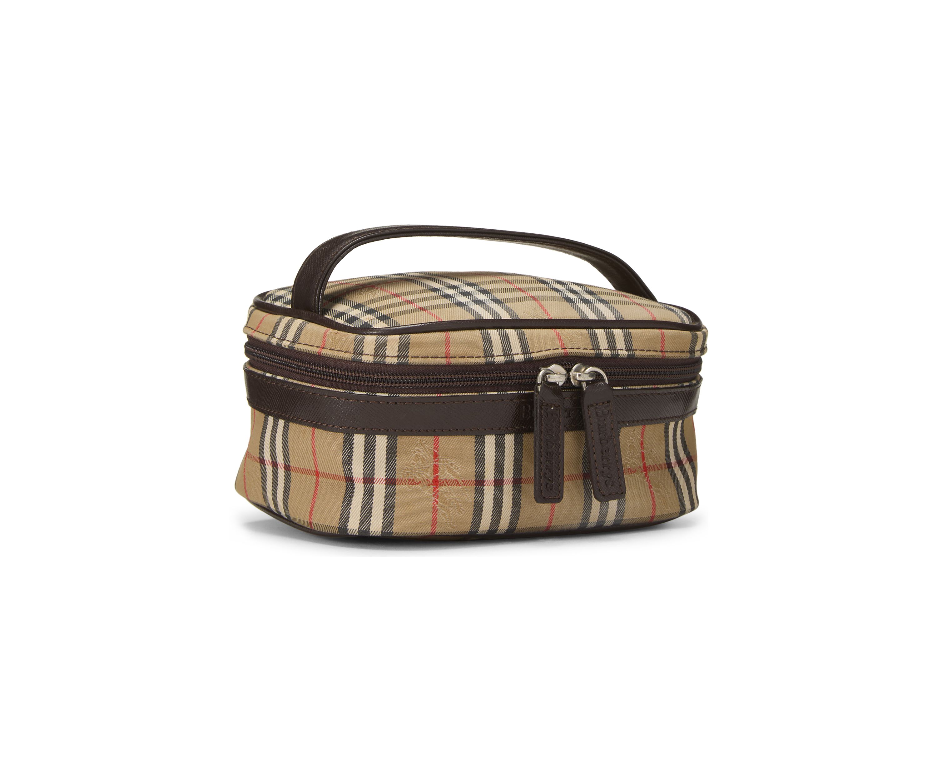 Burberry Brown Haymarket Check Round Vanity Mini Bag - FINAL SALE, NO RETURNS
