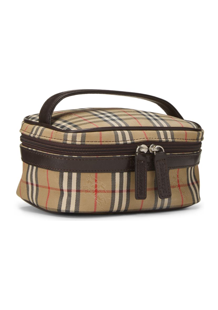 Burberry Brown Haymarket Check Round Vanity Mini Bag - FINAL SALE, NO RETURNS