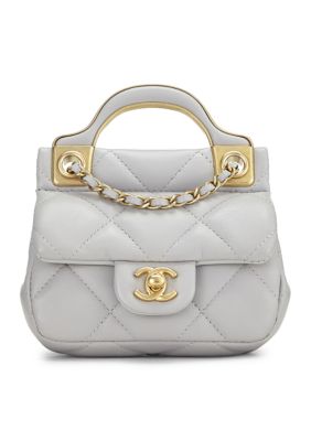 What Goes Around Comes Around Chanel Grey Lambskin Lady Handle Cardholder with Chain - FINAL SALE, NO RETURNS