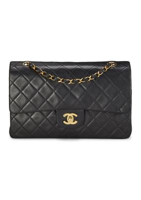 What Goes Around Comes Around Chanel Black Lambskin Double Flap Medium - FINAL SALE, NO RETURNS