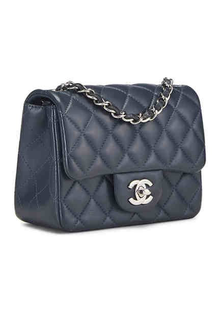 What Goes Around Comes Around Chanel Navy Lamb Square Flap Mini Bag - FINAL  SALE, NO RETURNS