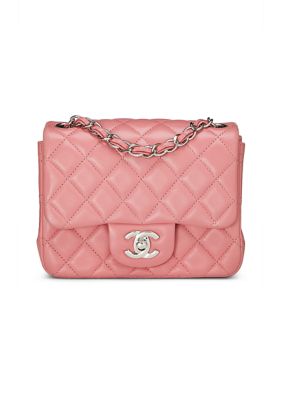 What Goes Around Comes Around Chanel Pink Lambskin Square Flap Mini Handbag - FINAL SALE, NO RETURNS