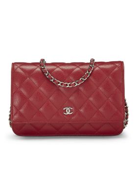 What Goes Around Comes Around Chanel Burgundy Quilted Caviar Classic Wallet On Chain - FINAL SALE, NO RETURNS