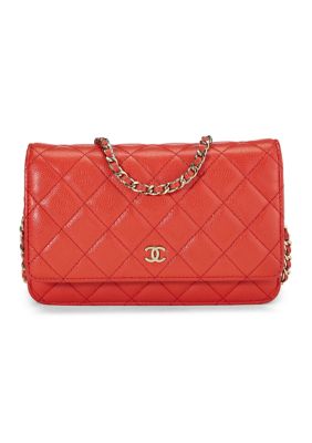 What Goes Around Comes Around Chanel Caviar Quilted Wallet on Chain WOC Red - FINAL SALE, NO RETURNS, Orange