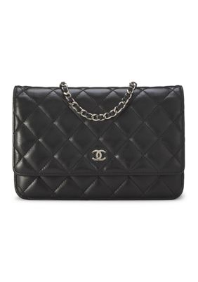 What Goes Around Comes Around Chanel Lambskin Quilted Wallet On Chain (WOC) Black - FINAL SALE, NO RETURNS