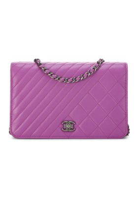 What Goes Around Comes Around Chanel 2014-2015 Coco Boy Wallet on Chain - FINAL SALE, NO RETURNS, Purple