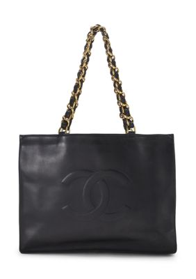 What Goes Around Comes Around Chanel Lambskin CC Tote Black - FINAL SALE, NO RETURNS