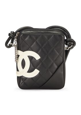 What Goes Around Comes Around Chanel Calfskin Quilted Small Cambon Messenger Black White - FINAL SALE, NO RETURNS