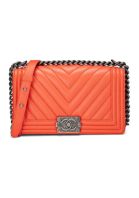 Chanel Orange Lambskin Chevron Shoulder Bag - FINAL SALE, NO RETURNS 