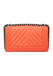 Chanel Orange Lambskin Chevron Shoulder Bag - FINAL SALE, NO RETURNS 