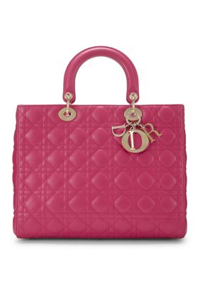 What Goes Around Comes Around Christian Dior Lambskin Cannage Large Lady Dior Fuchsia - FINAL SALE, NO RETURNS, Pink